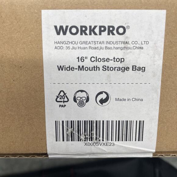 WORKPRO 16-inch Heavy Duty Zipper Tool Bag Wide Mouth Storage Carrying Work Tote - Picture 8 of 9